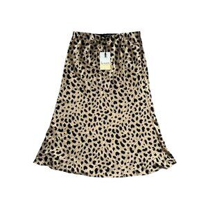 KOURT Animal Print MIDI Satin Skirt Sz M NEW New with tags